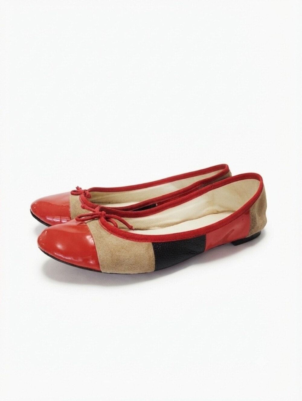 Repetto Red, Tan and Black Colorblock Ballet Flats Size 38.5